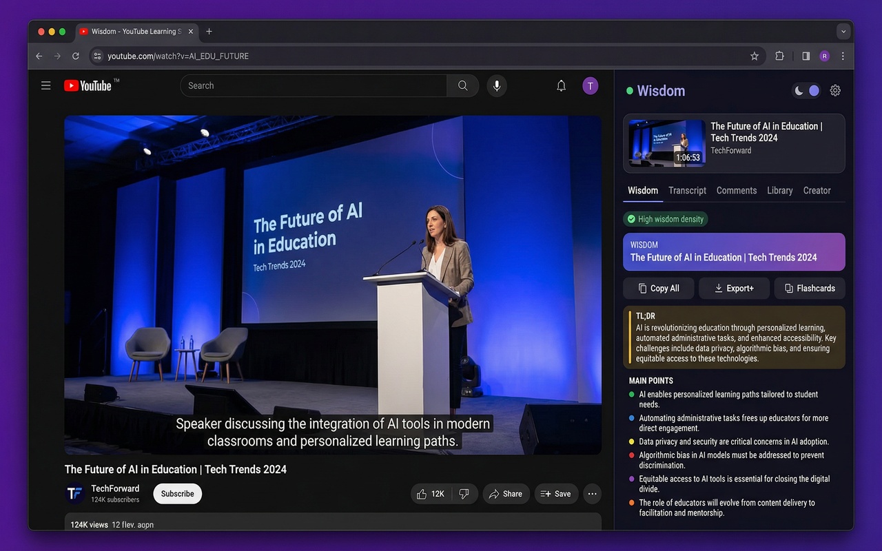 Wisdom sidebar showing extracted insights
